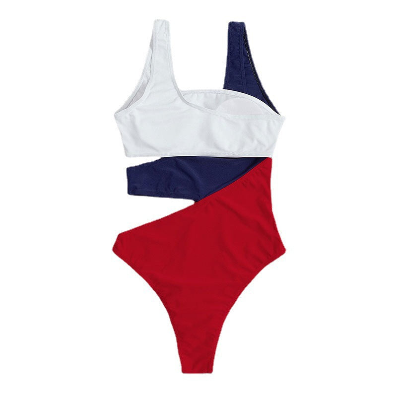 multicolored one-piece swimsuit