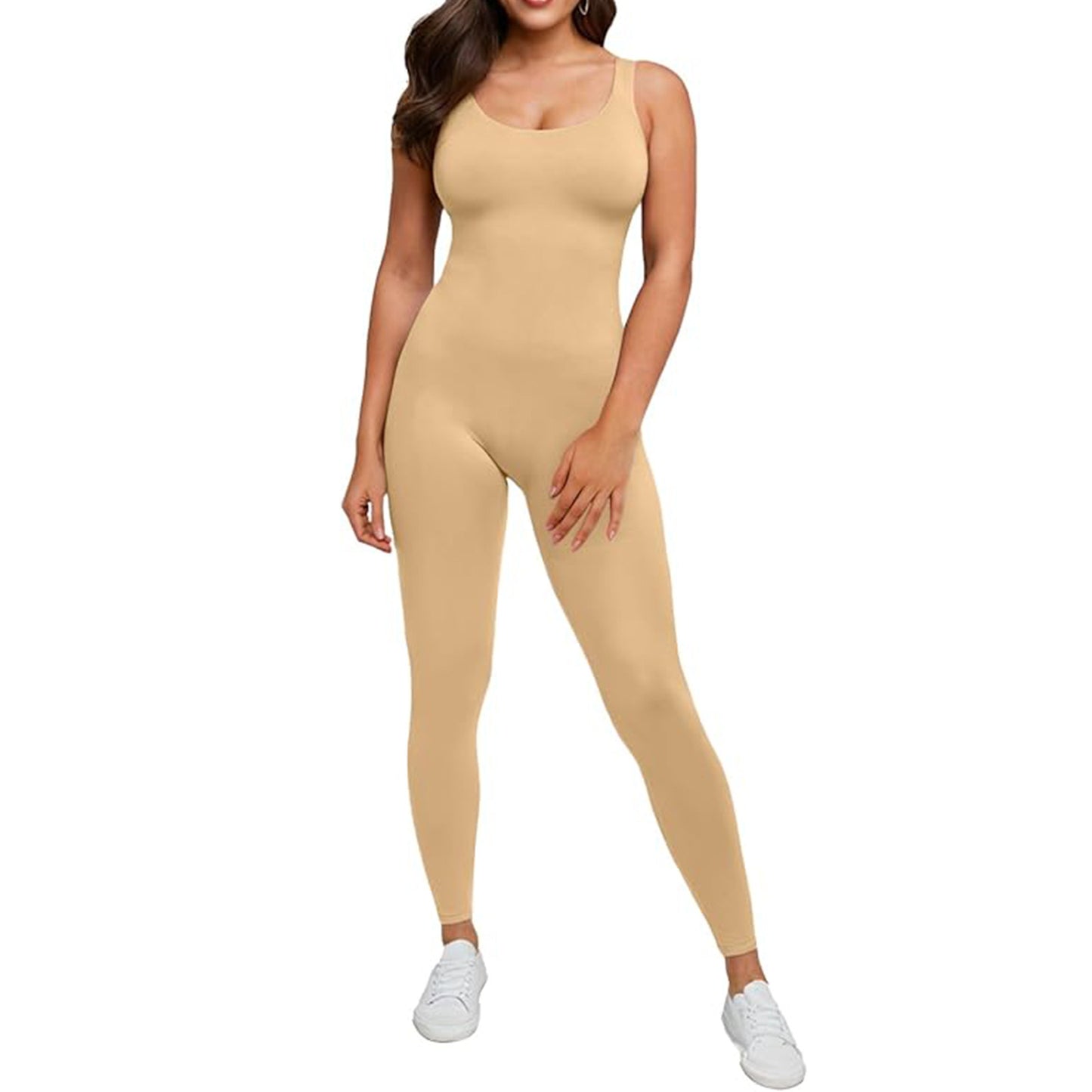 Plus Size Slim-fit Sleeveless Shapewear Jumpsuit with Square Neck