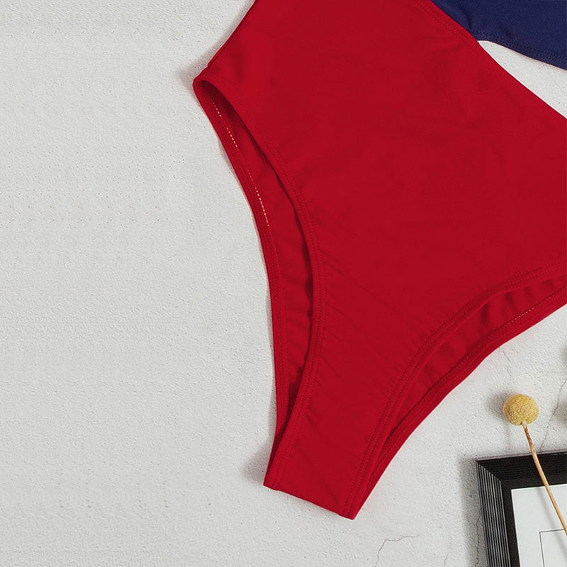 multicolored one-piece swimsuit