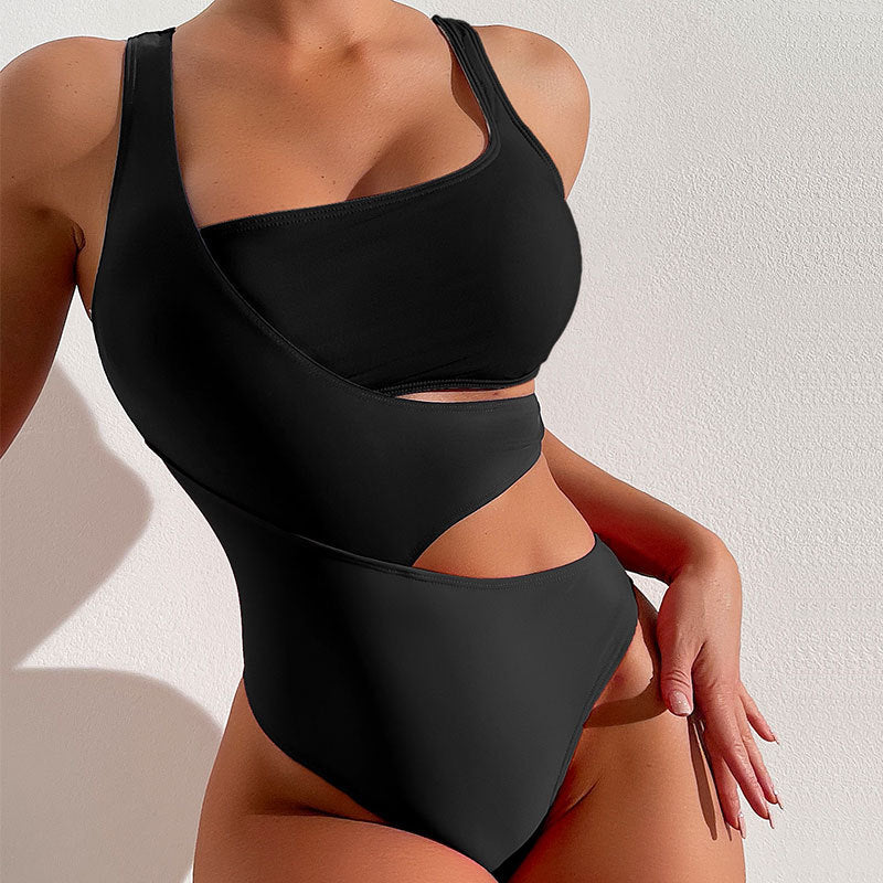 multicolored one-piece swimsuit