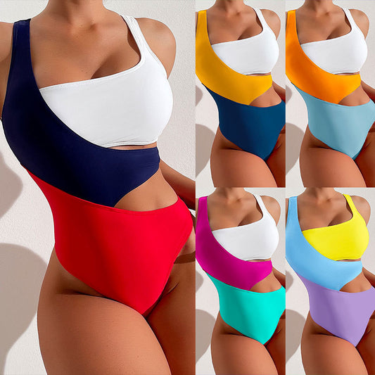 multicolored one-piece swimsuit