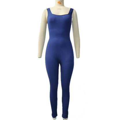 Plus Size Slim-fit Sleeveless Shapewear Jumpsuit with Square Neck