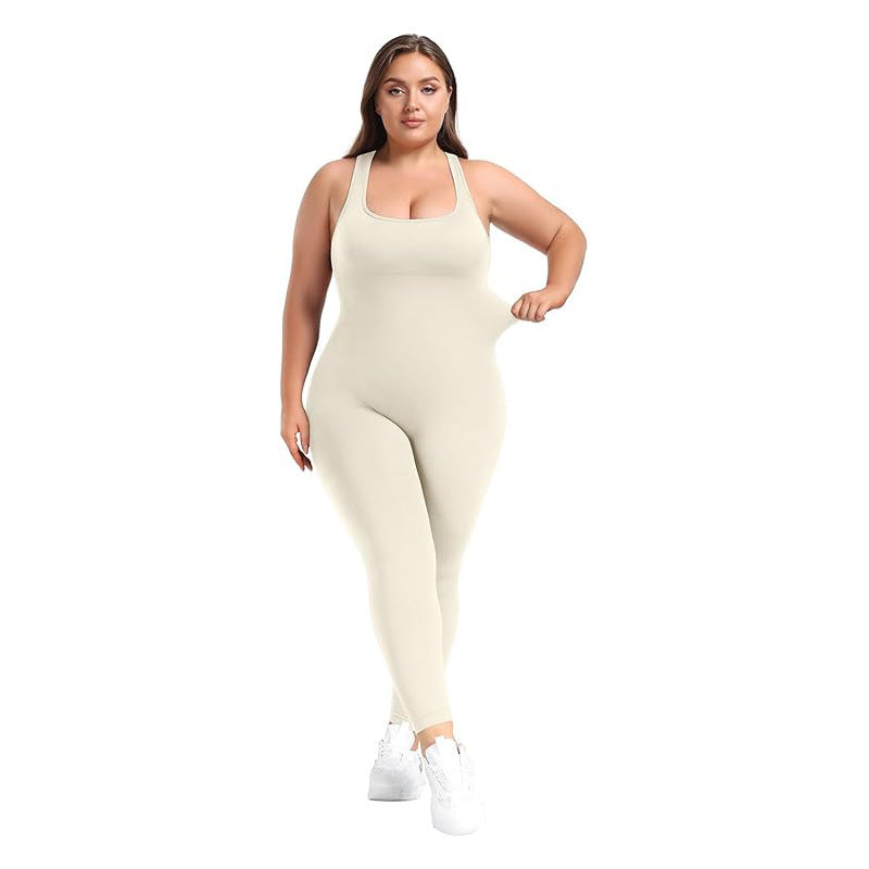 Plus Size Slim-fit Sleeveless Shapewear Jumpsuit with Square Neck