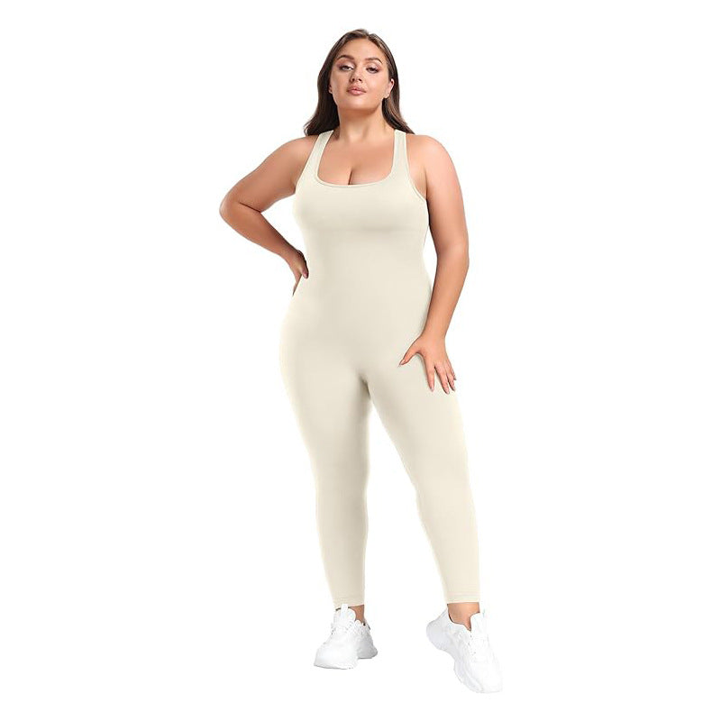Plus Size Slim-fit Sleeveless Shapewear Jumpsuit with Square Neck