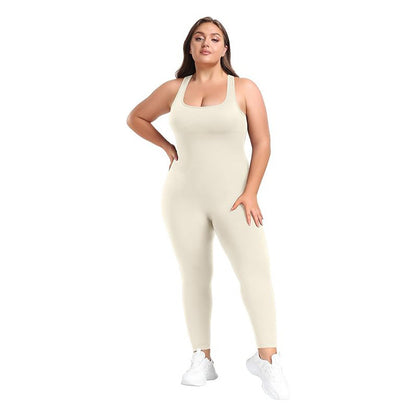Plus Size Slim-fit Sleeveless Shapewear Jumpsuit with Square Neck