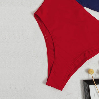 multicolored one-piece swimsuit