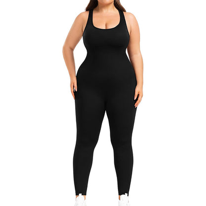 Plus Size Slim-fit Sleeveless Shapewear Jumpsuit with Square Neck