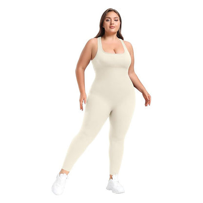 Plus Size Slim-fit Sleeveless Shapewear Jumpsuit with Square Neck