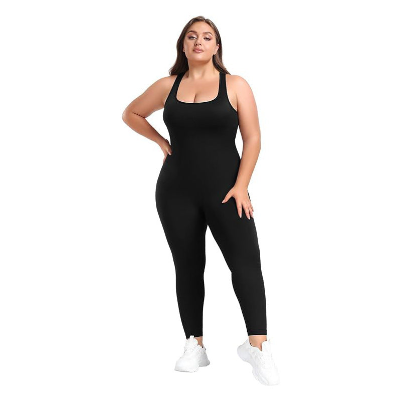 Plus Size Slim-fit Sleeveless Shapewear Jumpsuit with Square Neck